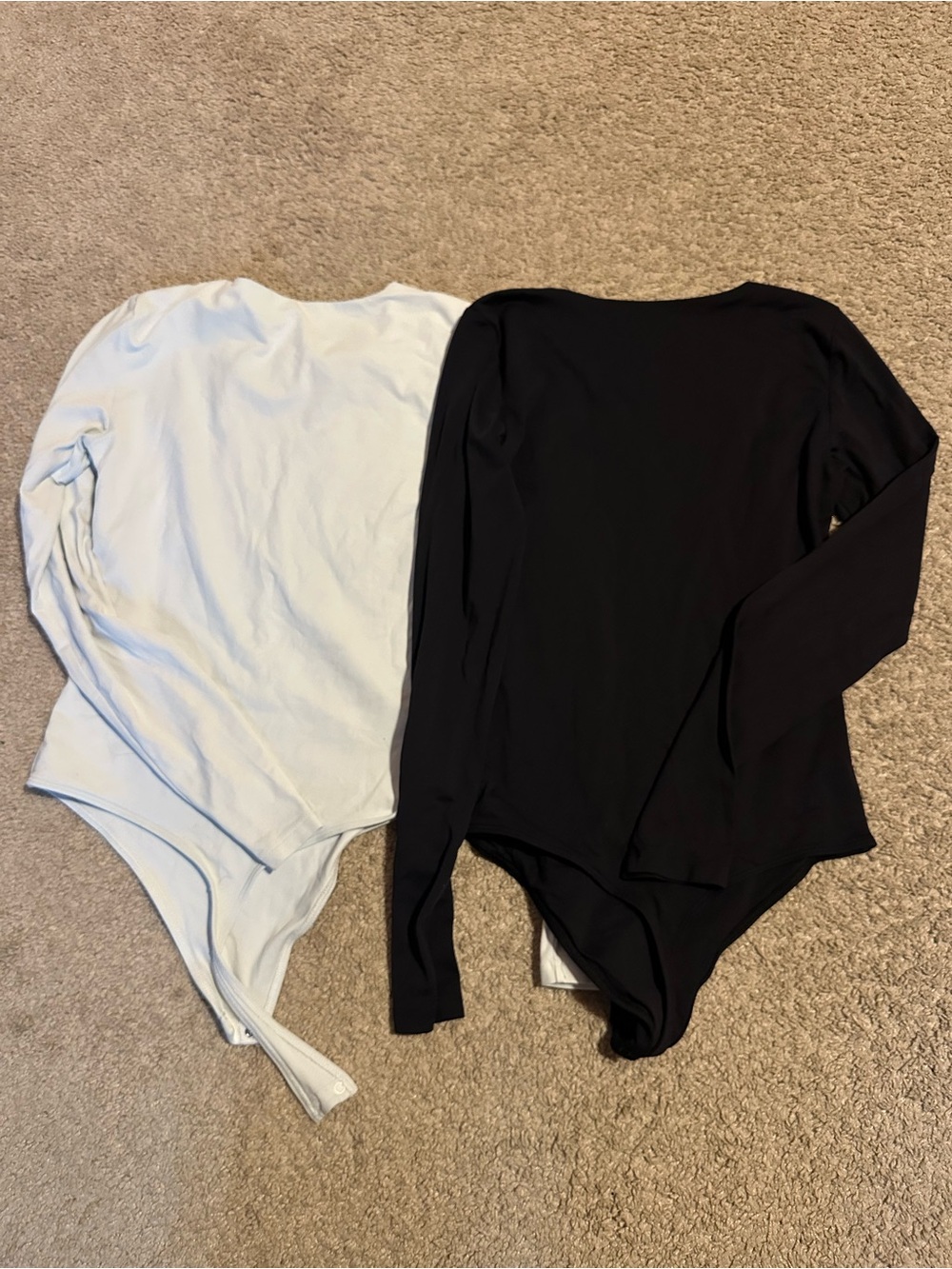 Aritzia Long-Sleeve Crew Bodysuits - Black & White